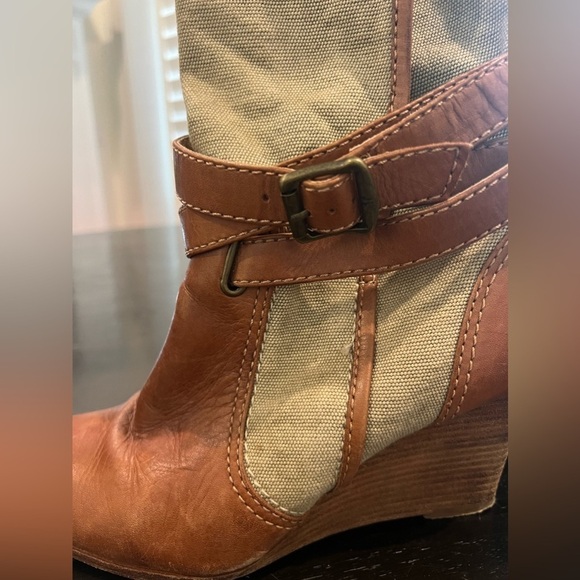 Frye leather and canvas wedge boots Sz 8 - Picture 5 of 13